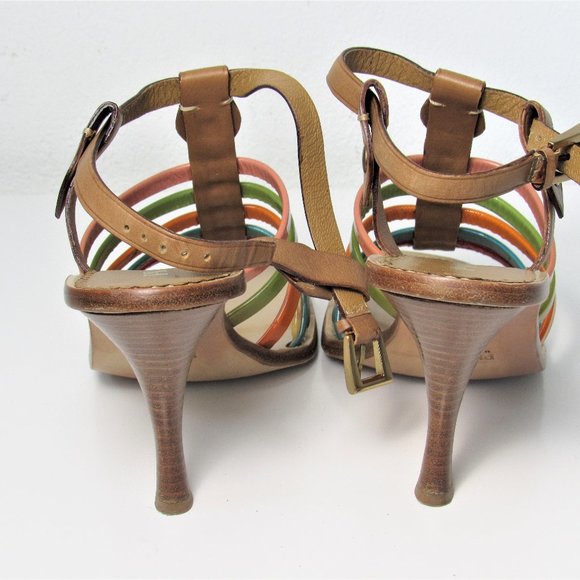PRADA Strappy Multi-color Heeled Sandals 36.5 - Picture 3 of 6